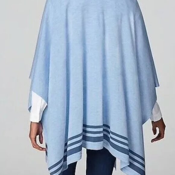 J. Jill Light Blue + Navy Striped Trim Wrap, Shawl - Picture 5 of 6